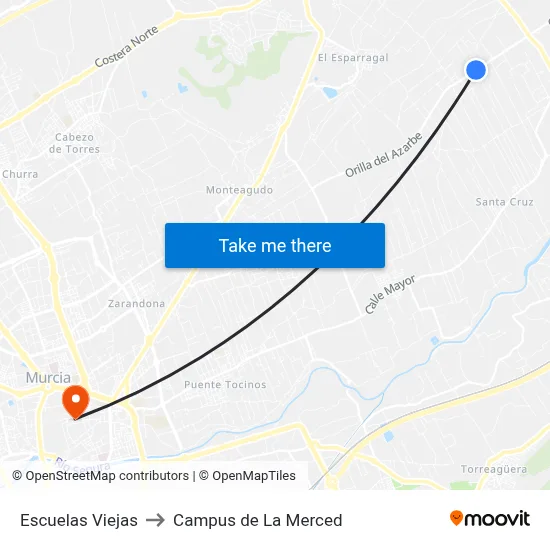 Escuelas Viejas to Campus de La Merced map