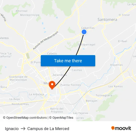 Ignacio to Campus de La Merced map