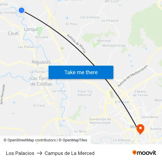 Los Palacios to Campus de La Merced map