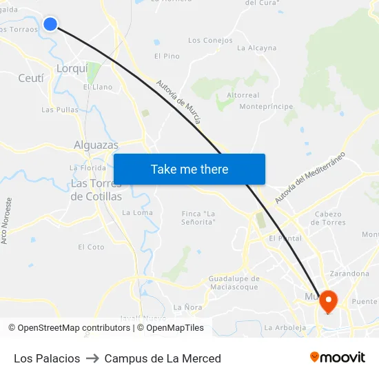 Los Palacios to Campus de La Merced map