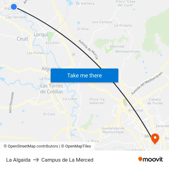 La Algaida to Campus de La Merced map