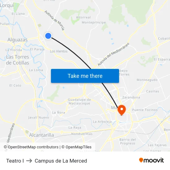 Teatro I to Campus de La Merced map