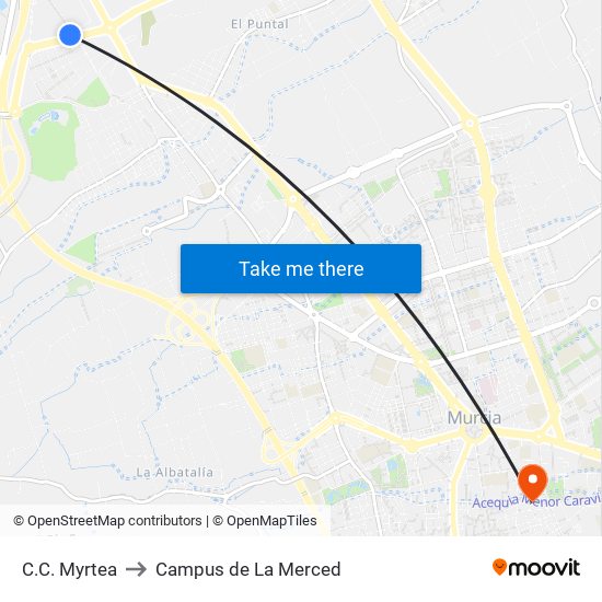 C.C. Myrtea to Campus de La Merced map