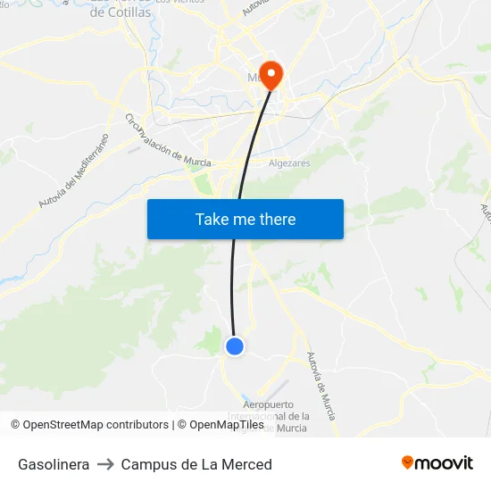 Gasolinera to Campus de La Merced map