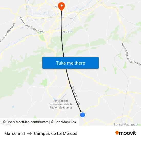 Garcerán I to Campus de La Merced map