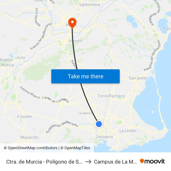 Ctra. de Murcia - Polígono de Santa Ana to Campus de La Merced map