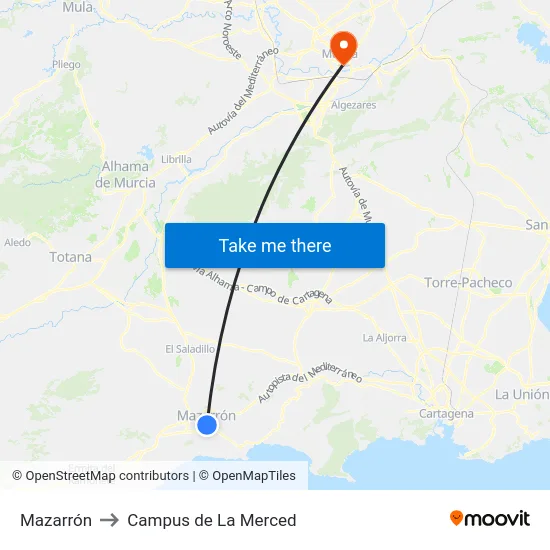 Mazarrón to Campus de La Merced map