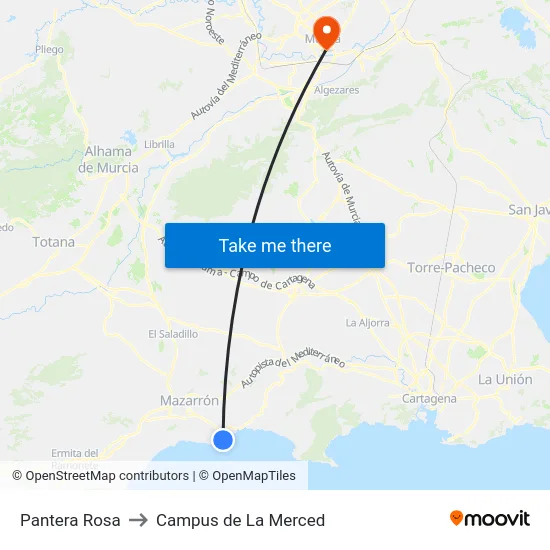 Pantera Rosa to Campus de La Merced map
