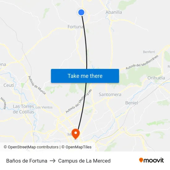 Baños de Fortuna to Campus de La Merced map