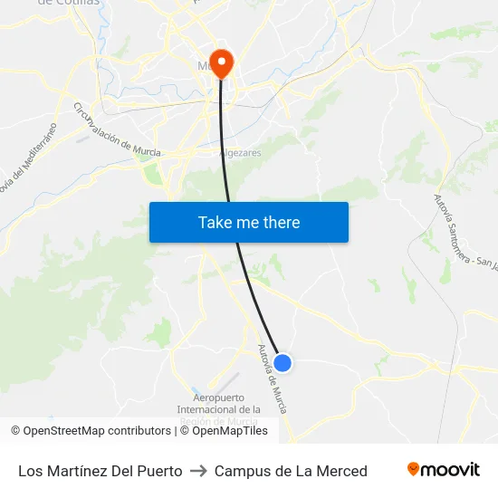 Los Martínez Del Puerto to Campus de La Merced map