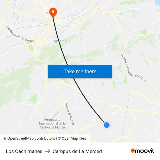Los Cachimanes to Campus de La Merced map