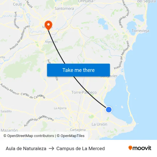 Aula de Naturaleza to Campus de La Merced map