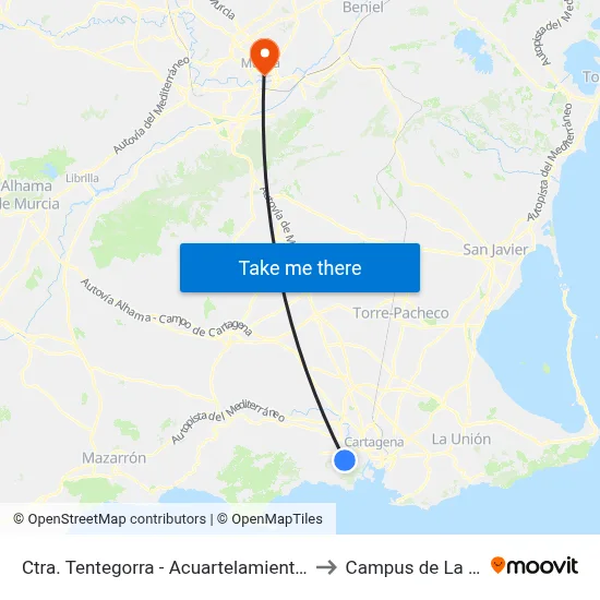 Ctra. Tentegorra - Acuartelamiento López Pinto to Campus de La Merced map