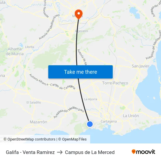 Galifa - Venta Ramírez to Campus de La Merced map