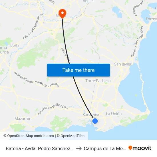 Batería - Avda. Pedro Sánchez Meca to Campus de La Merced map