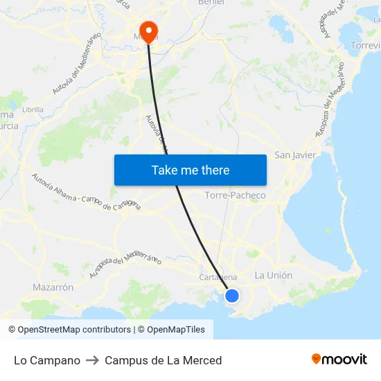 Lo Campano to Campus de La Merced map