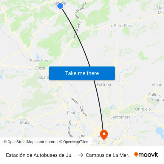 Estación de Autobuses de Jumilla to Campus de La Merced map