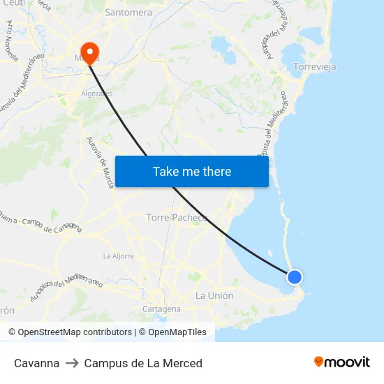 Cavanna to Campus de La Merced map