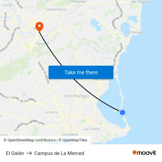 El Galán to Campus de La Merced map