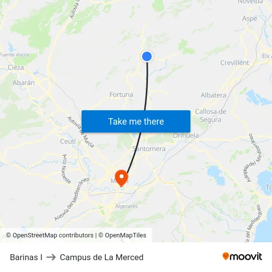 Barinas I to Campus de La Merced map
