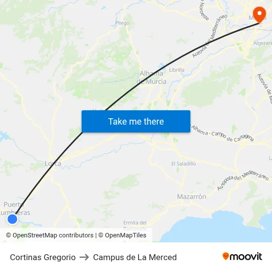 Cortinas Gregorio to Campus de La Merced map