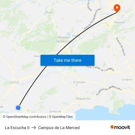 La Escucha II to Campus de La Merced map