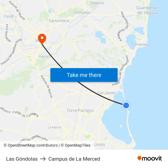 Las Góndolas to Campus de La Merced map