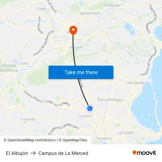 El Albujón to Campus de La Merced map