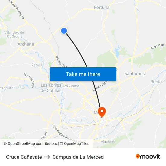 Cruce Cañavate to Campus de La Merced map