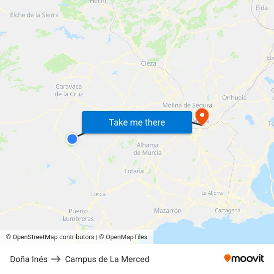 Doña Inés to Campus de La Merced map