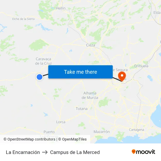La Encarnación to Campus de La Merced map