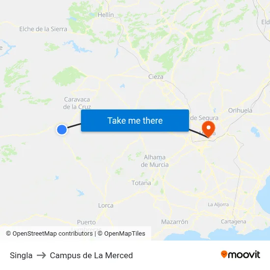 Singla to Campus de La Merced map