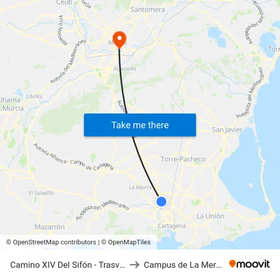 Camino XIV Del Sifón - Trasvase to Campus de La Merced map