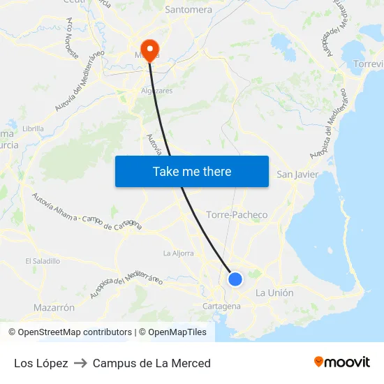 Los López to Campus de La Merced map