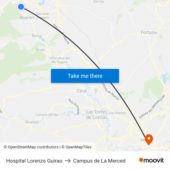 Hospital Lorenzo Guirao to Campus de La Merced map