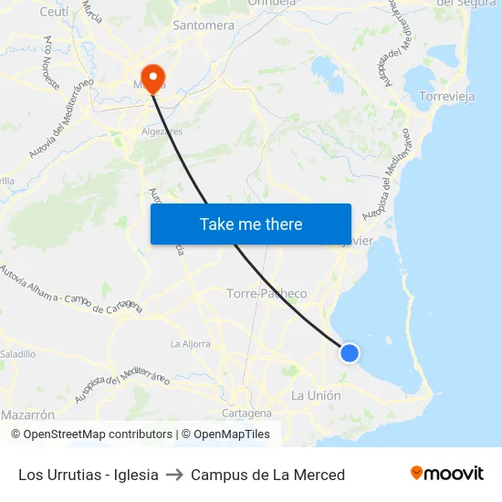 Los Urrutias - Iglesia to Campus de La Merced map