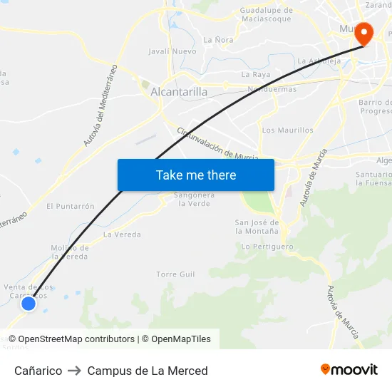 Cañarico to Campus de La Merced map
