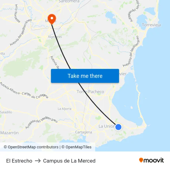 El Estrecho to Campus de La Merced map