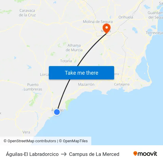 Águilas-El Labradorcico to Campus de La Merced map