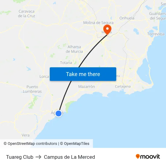 Tuareg Club to Campus de La Merced map