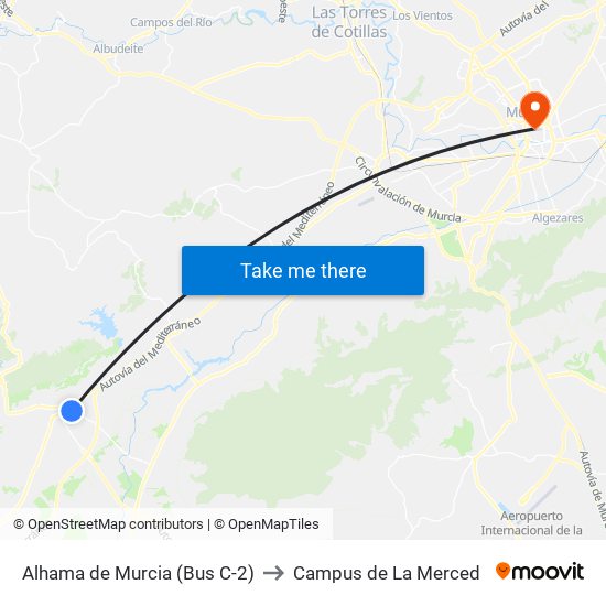 Alhama de Murcia (Bus C-2) to Campus de La Merced map