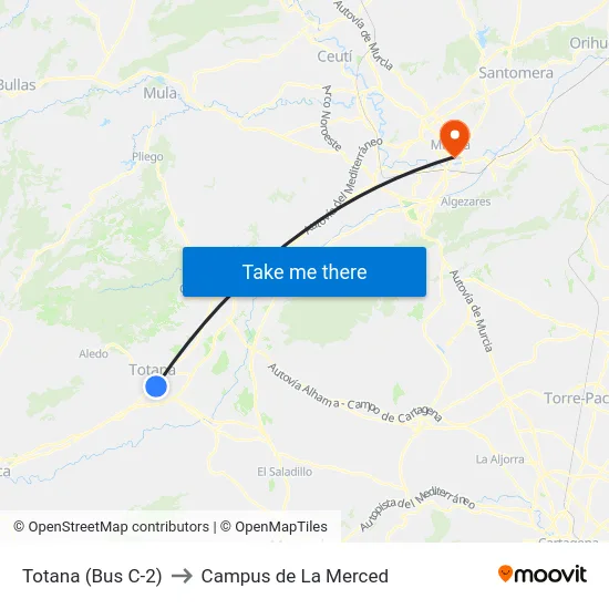 Totana (Bus C-2) to Campus de La Merced map