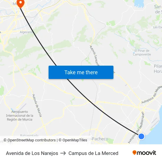 Avenida de Los Narejos to Campus de La Merced map