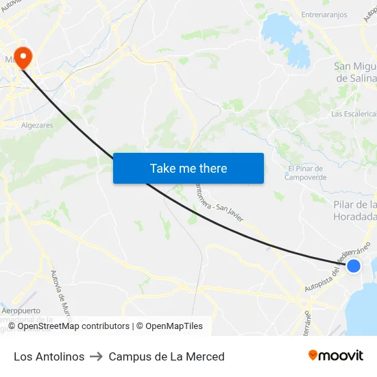 Los Antolinos to Campus de La Merced map