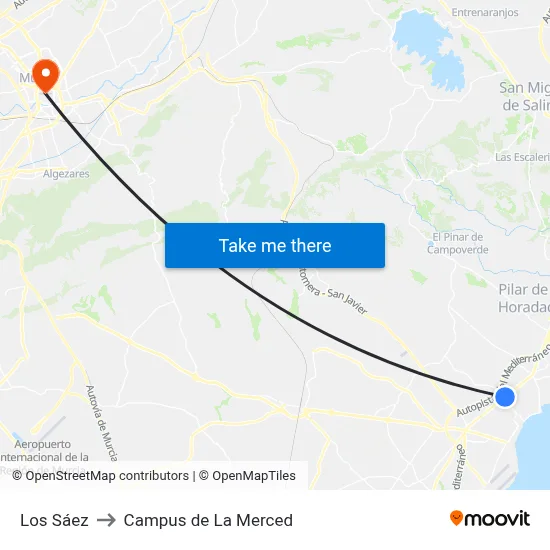 Los Sáez to Campus de La Merced map