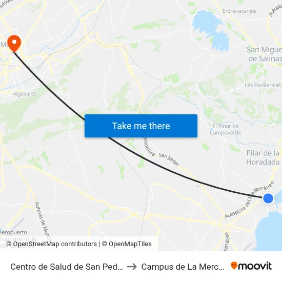 Centro de Salud de San Pedro to Campus de La Merced map