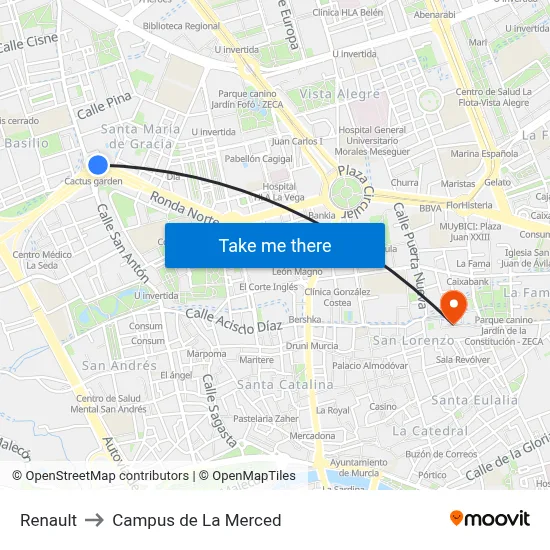 Renault to Campus de La Merced map