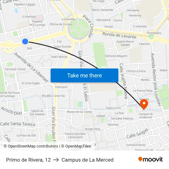 Primo de Rivera, 12 to Campus de La Merced map