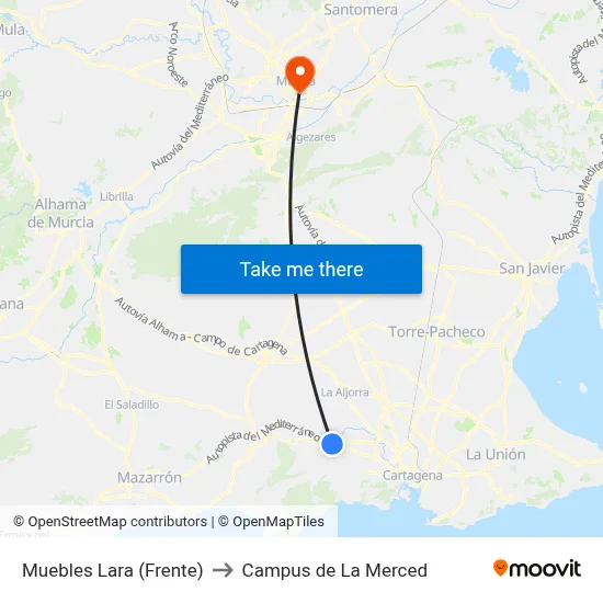Muebles Lara (Frente) to Campus de La Merced map