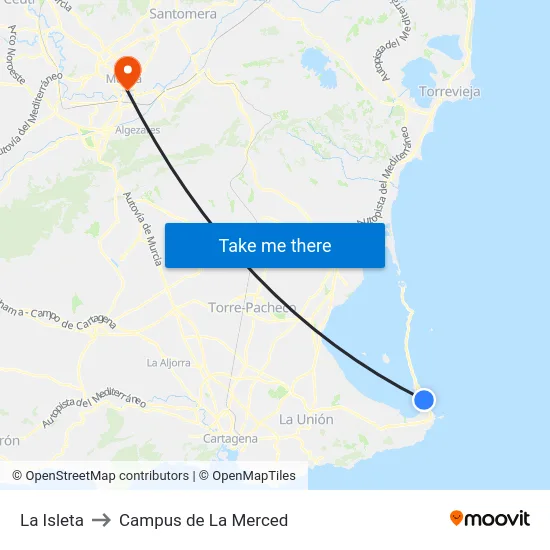 La Isleta to Campus de La Merced map